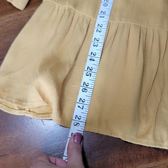 MAEVE by Anthropologie mustard tiered Goldie Ruffle neck tunic xsmall oversized - Picture 8 of 9